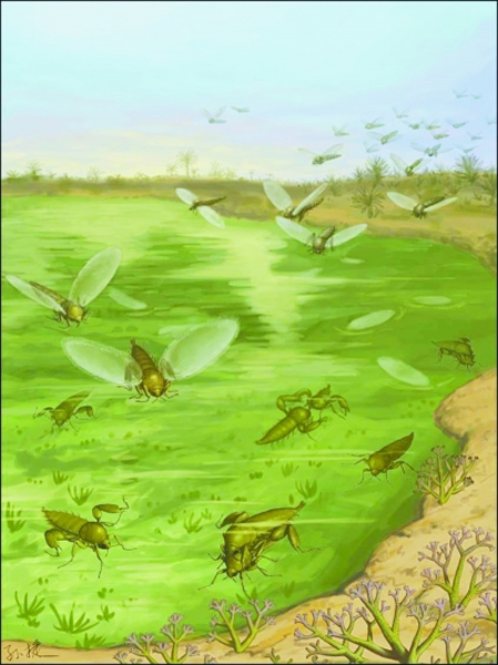 侏罗纪蚊子生活环境复原图
