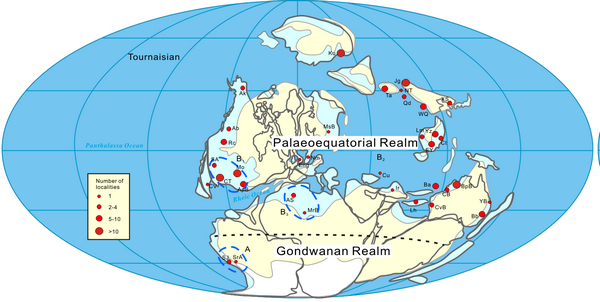 早石炭世杜内期全球古地理和世界性的腕足动物地理大区
