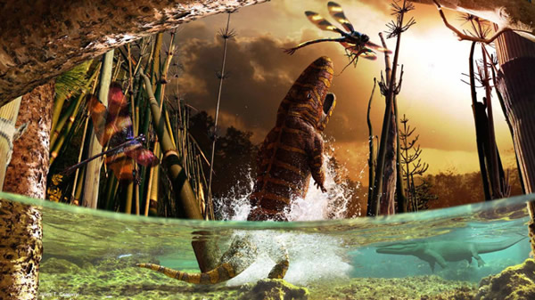 ��������Ϊ������Ӱ�ӹ�˾��Ѳ��չ�������͹��������ǰ��������������11��ǽ��֮һ��ͼ�У��޴�Ĵ������ѣ�Meganeuropsis��ץ��һֻ�����ˮ�渽���ɹ�