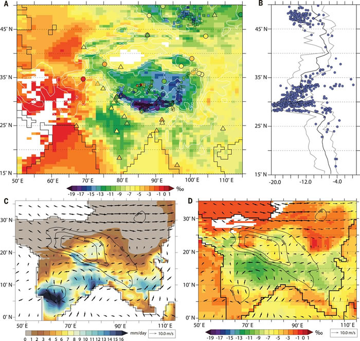 ͼ1 ��ظ�ԭ�ֽ���ʼ����������ģ�⡣��A���ֽ���ظ�ԭ�����ܱߵ����ļ�������ˮ��ͬλ�طֲ�����B���ֽ������ˮ��ͬλ�ص�γ��ЧӦ����C��ģ��ģ���ʼ����������