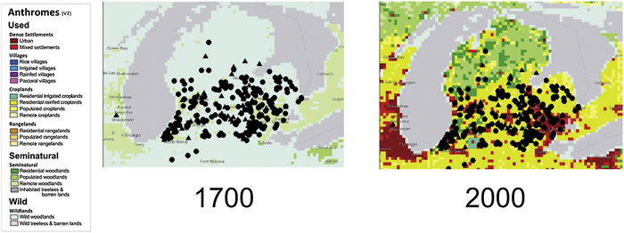 ��Ъ������˹�����Ļ�����������ǳ�ë��ԲȦ�������ĵط�����Anthrome data from:http://ecotope.org/anthromes