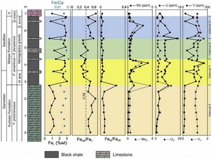 湖北远安真金剖面氧化还原指标分布图