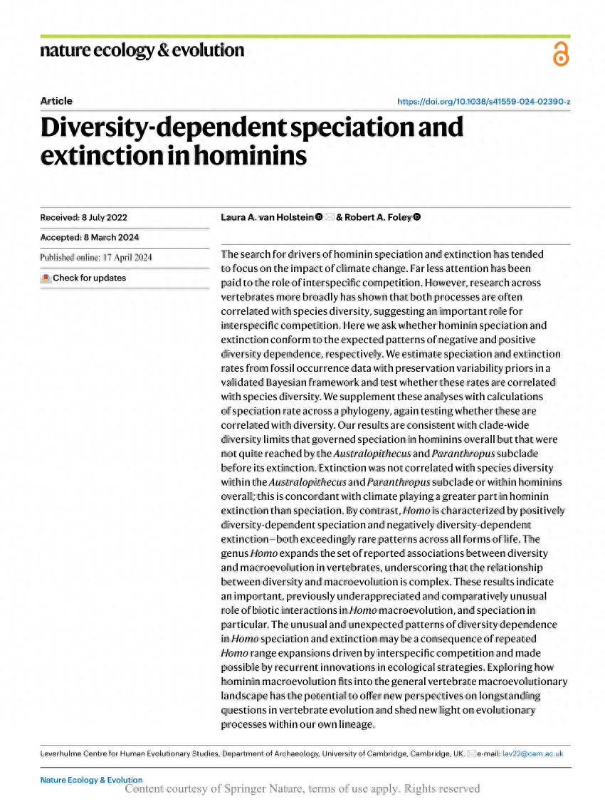 剑桥研究表明物种间的竞争极大地影响了类人猿的进化轨迹